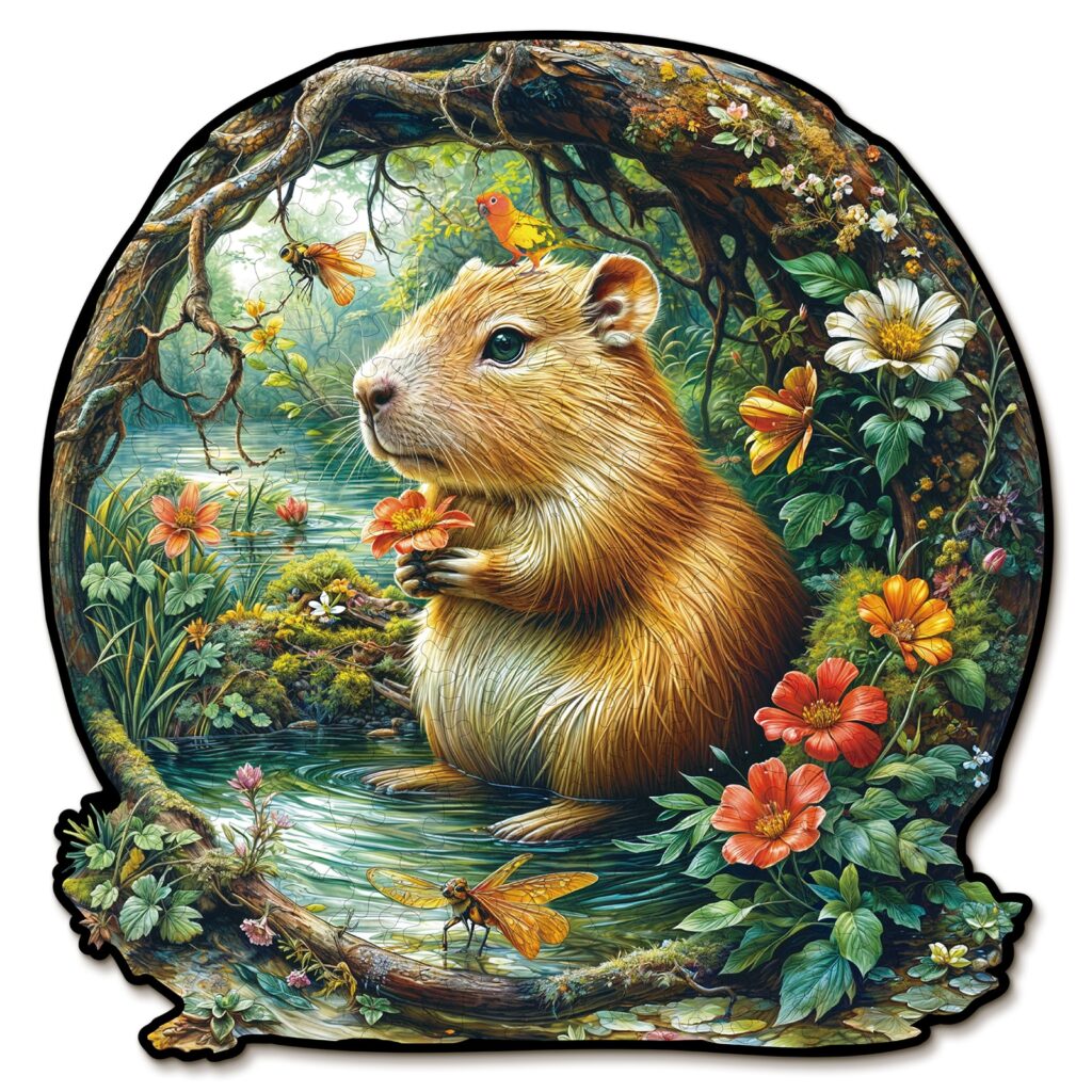 Wooden Jigsaw Puzzle – Capybara Wonderland
