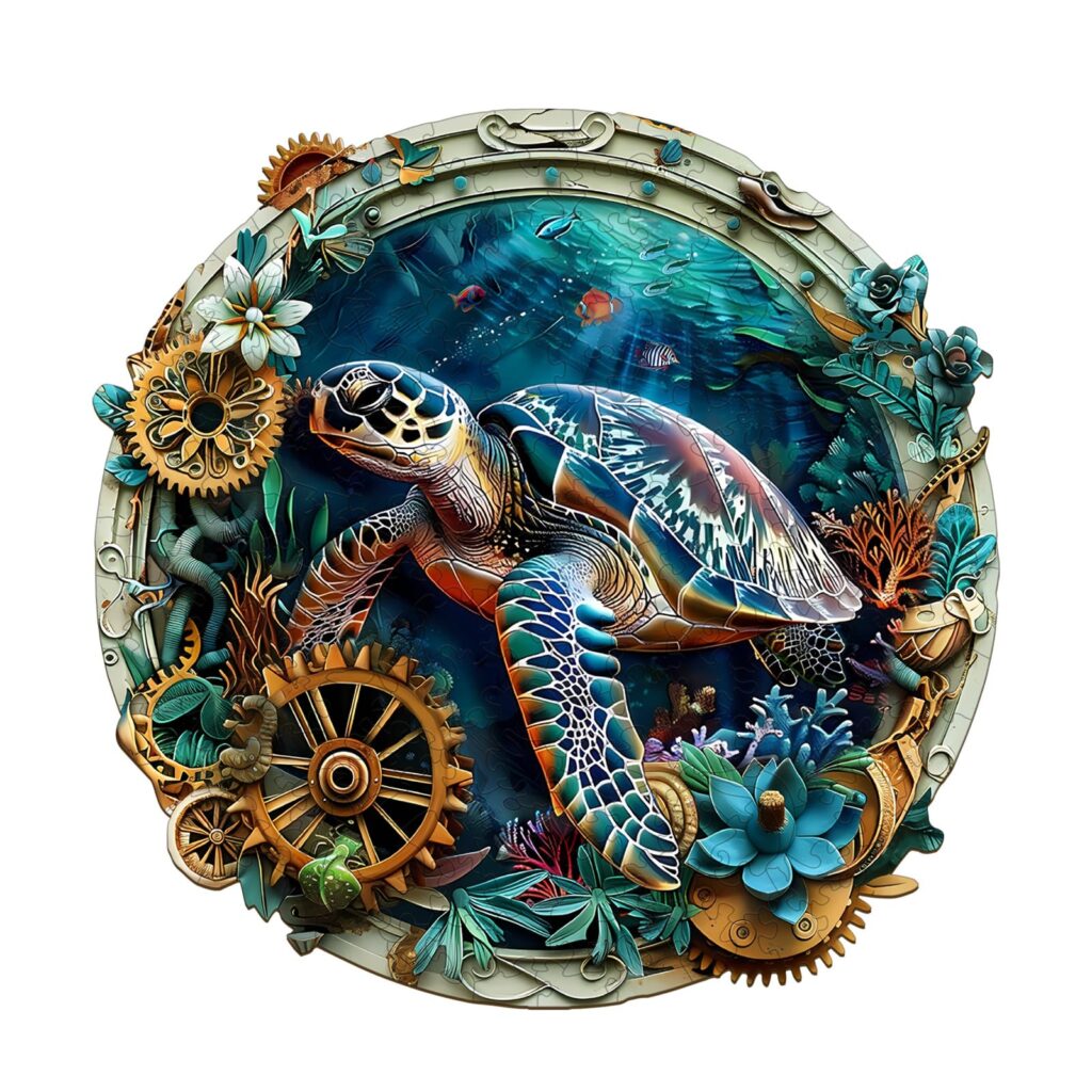 Wooden Jigsaw Puzzle-Embossed Turtle