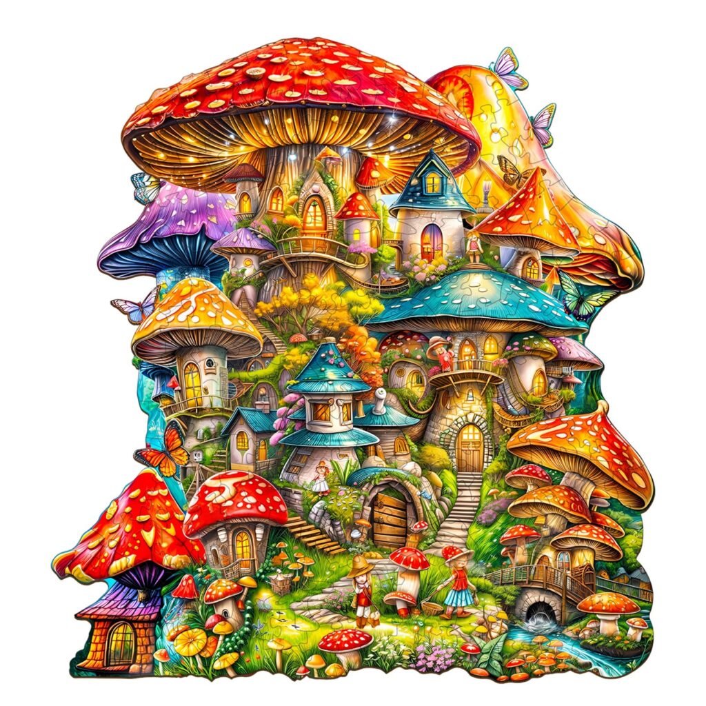 Wooden Jigsaw Puzzle – Mushroom House