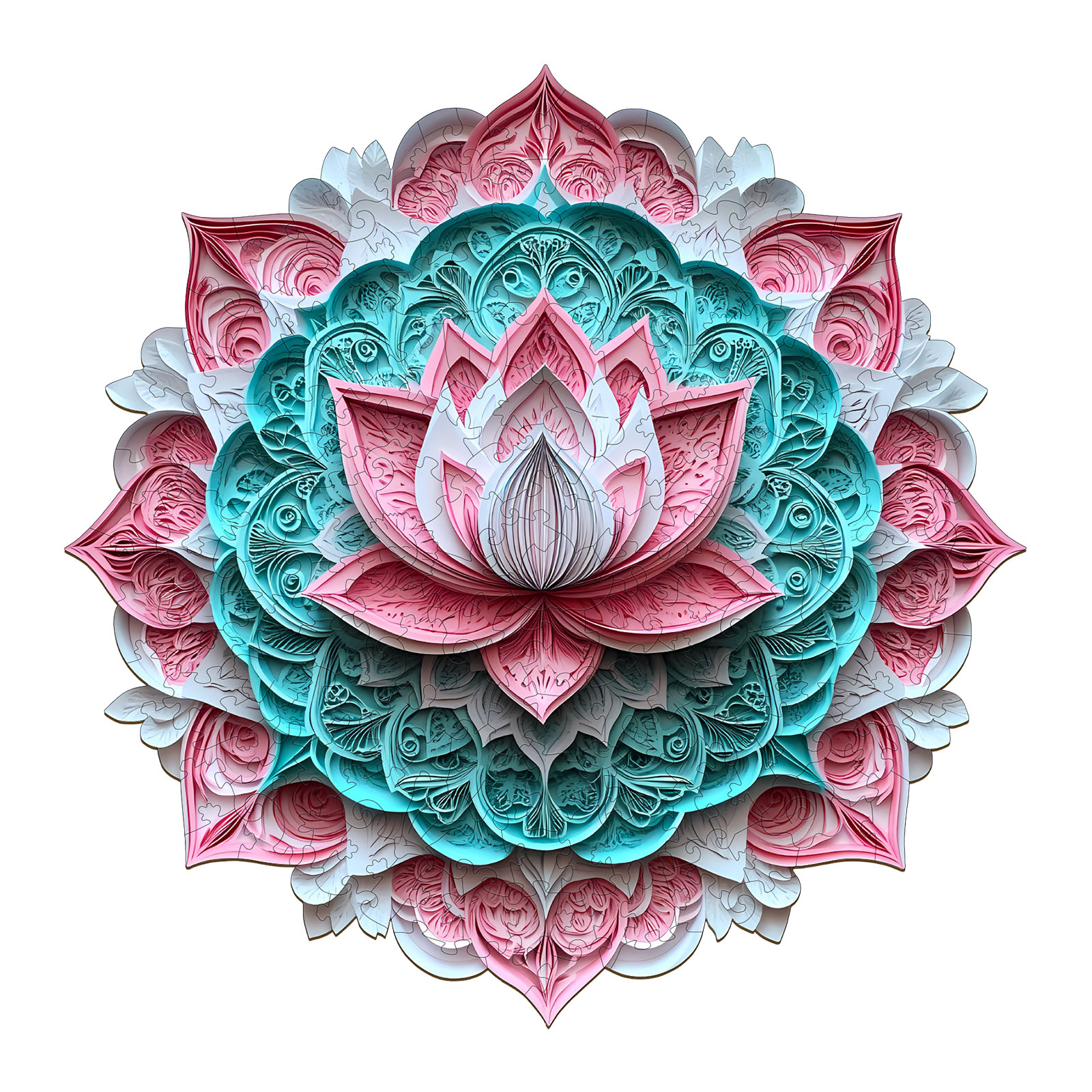 Wooden Jigsaw Puzzle – 3D Mandala Lotus-1