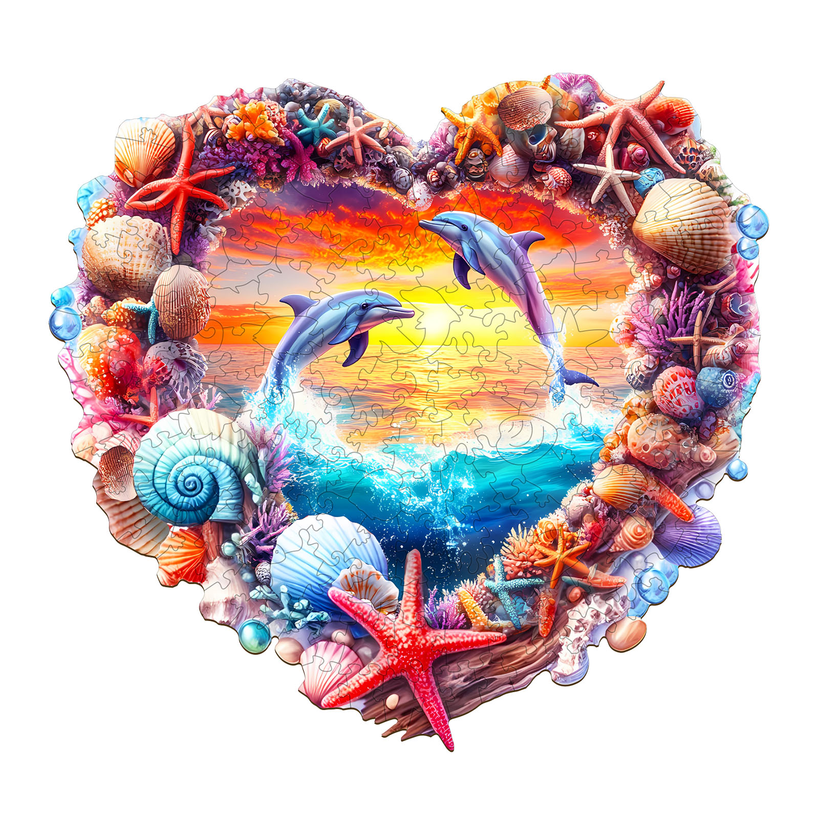 Wooden Jigsaw Puzzle – Coral and Dolphin